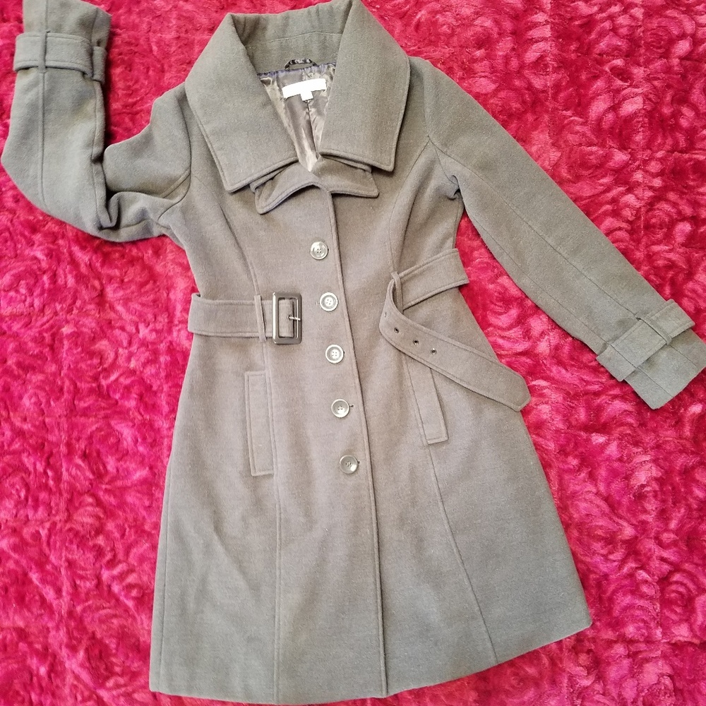 (SOLD) NEW YORK & COMPANY LONG GRAY PEA COAT! - Picture 6 of 8